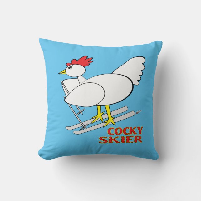 Cocky Skier Kussen (Voorkant)