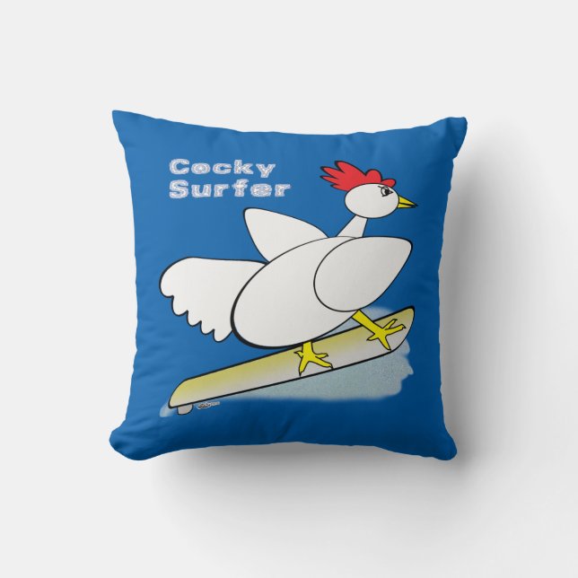 Cocky Surfer Kussen (Voorkant)