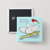 Cocky Surfer Vierkante Button 5,1 Cm (Voorkant /achterkant)