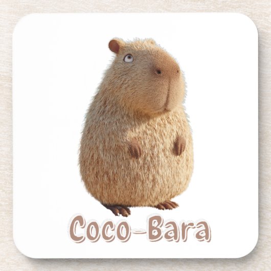 Coco-Bara vibes. Capybara Core: Kokosnoot Couture Bier Onderzetter (Voorkant)