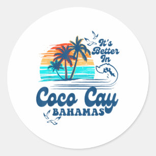 Coco Cay Bahamas Beach Zomervakantie Vintage jaren Ronde Sticker