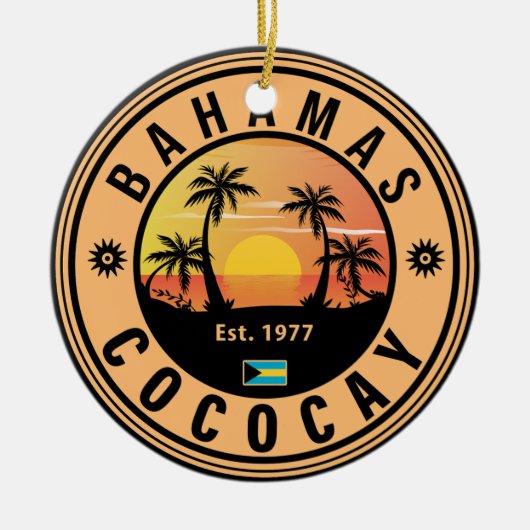 Coco Cay Bahamas Retro Sunset Souvenirs 60s Keramisch Ornament (Voorkant)