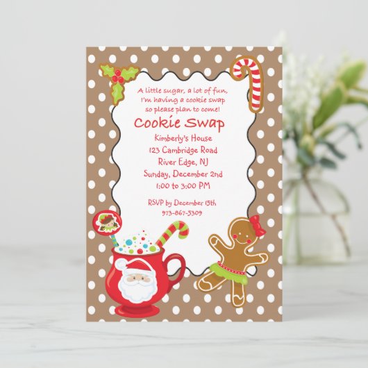 Coco chaud et cookies Invitation à échanger/échang (Debout devant)