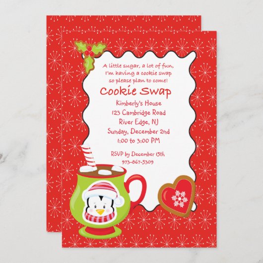 Coco chaud et cookies Invitation à échanger/échang (Devant / Derrière)