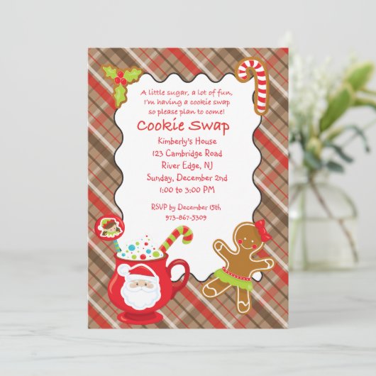 Coco chaud et cookies Invitation à échanger/échang (Debout devant)