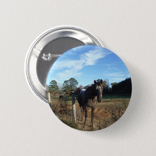 Coco- en crèmebruin paard ronde button 5,7 cm (Voorkant /achterkant)