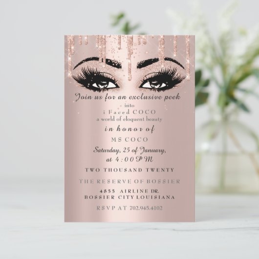 Coco Event brengt Roos Eyelash Formele make-up Kaart (Staand voorkant)