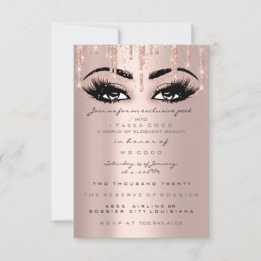 Coco Event Drift Roos Eyelash Formele Confetti Kaart (Voorkant)