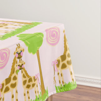 Coco-Giraffe en Baby roze katoenkatoen Tafelkleed
