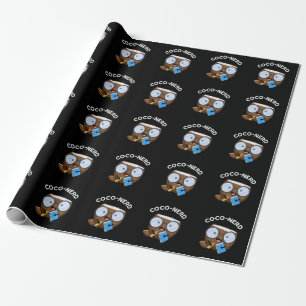 Coco-nerd Funny Fruit Coconut Pun Dark BG Cadeaupapier