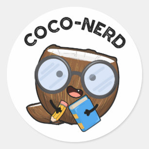 Coco-nerd Funny Fruit Coconut Pun Ronde Sticker
