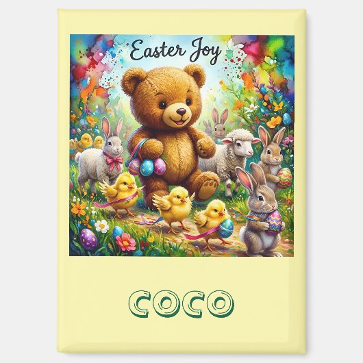 COCO ~ OURS DE PÂQUES Easter Chicks ~ Aimant (Recto)