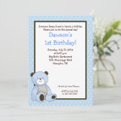 Coco sucre Bleu Ours 5x7 Invitation d'anniversaire (Debout devant)