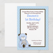 Coco sucre Bleu Ours 5x7 Invitation d'anniversaire (Devant / Derrière)