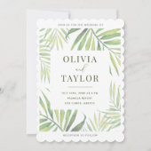 COCO Waterverf Palm Leaf bruiloft uitnodiging (Voorkant)