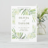 COCO Waterverf Palm Leaf bruiloft uitnodiging (Staand voorkant)