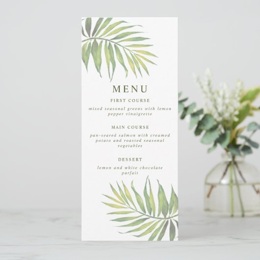 COCO Waterverf Palm Leaf Menu Kaart (Staand voorkant)