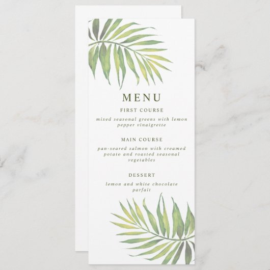 COCO Waterverf Palm Leaf Menu Kaart (Voorkant / Achterkant)