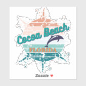 Cocoa Beach Florida Retro Sunset Sticker (Vel)