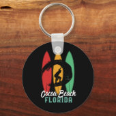 Cocoa Beach Florida  Retro Surfing Sleutelhanger (Voorkant)