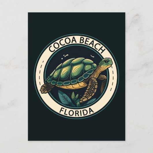 Cocoa Beach Florida Turtle Badge Briefkaart (Voorkant)