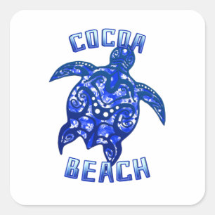 Cocoa Beach Florida Vacation Tribal Turtle Vierkante Sticker