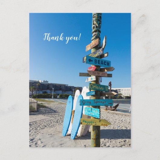 Cocoa Beach Tiki Totem Bedankt Briefkaart (Voorkant)