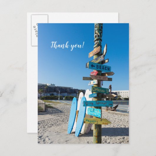 Cocoa Beach Tiki Totem Merci Carte postale (Devant / Derrière)