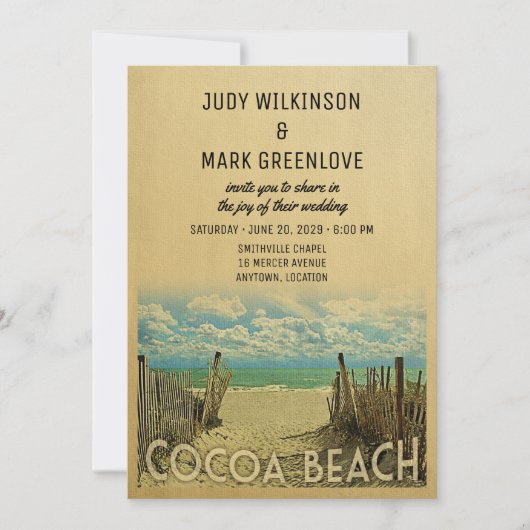 Cocoa Beach Vintage Mariage Invitation (Devant)