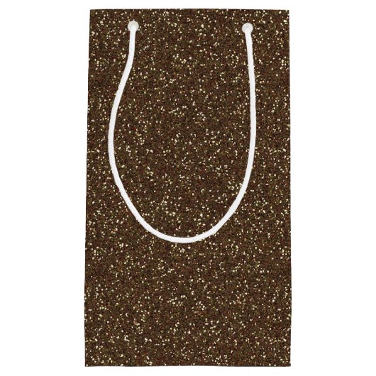 Cocoa Brown Sparkle Glitter Gift Bag Klein Cadeauzakje (Voorkant)