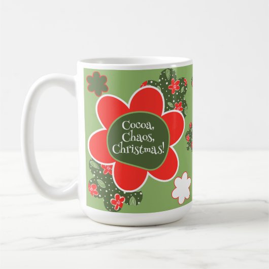 Cocoa, Chaos, Christmas Photo Holiday Coffee Mug (Gauche)