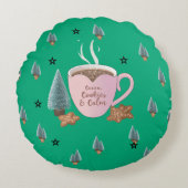 Cocoa, Cookies & Calm – Pastel Christmas CoT-Shirt Rond Kussen (Voorkant)