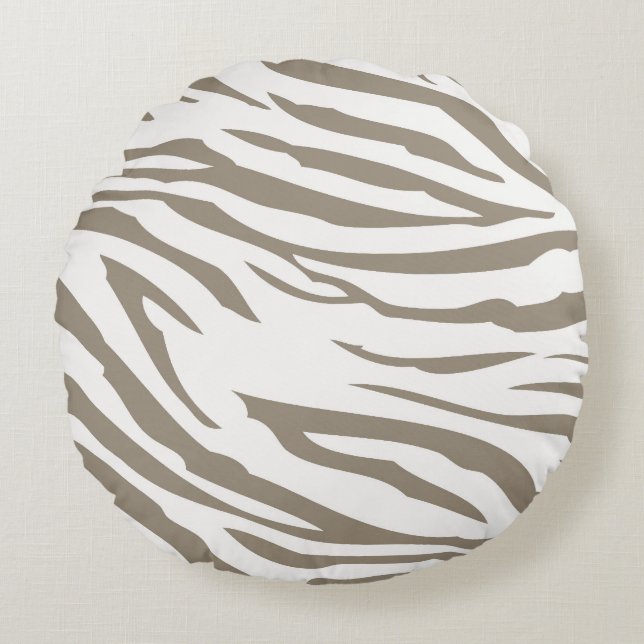 Cocoa Cream Bruin Witte Zebra Dier Rond Kussen (Voorkant)