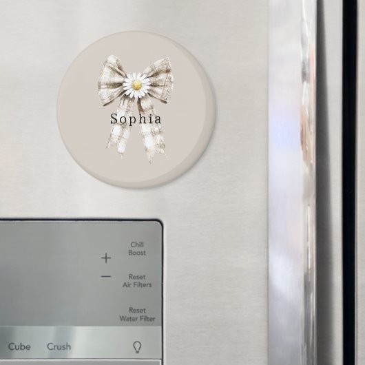 Cocoa Cream White Bow Daisy Flowers Magneet (Insitu (Koelkast))