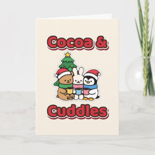 Cocoa en Knuffels Kerstbeer Konijn Pinguïn Kaart