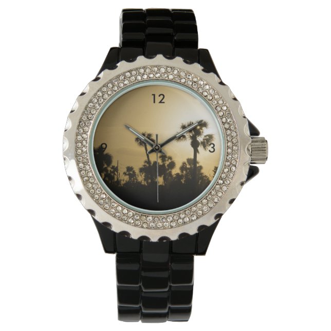 Cocoa Palm Silhouette Horloge (Voorkant)