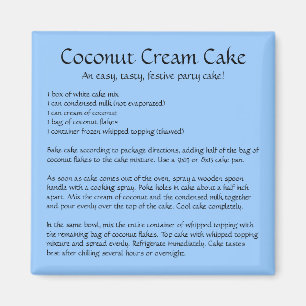 Coconut Cream Cake Recept op een Magnet Magneet