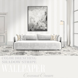 Coconut Cream Six Inch White Shadow Stripe Behang