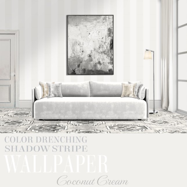 Coconut Cream Six Inch White Shadow Stripe Behang (Creator heeft geüpload)