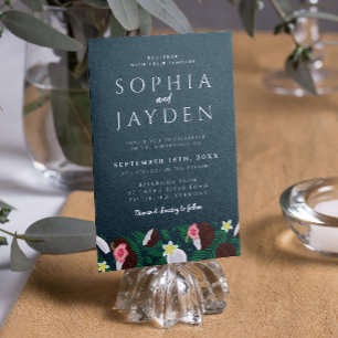 Coconut Emerald Green Modern Minimal Chic Wedding Kaart