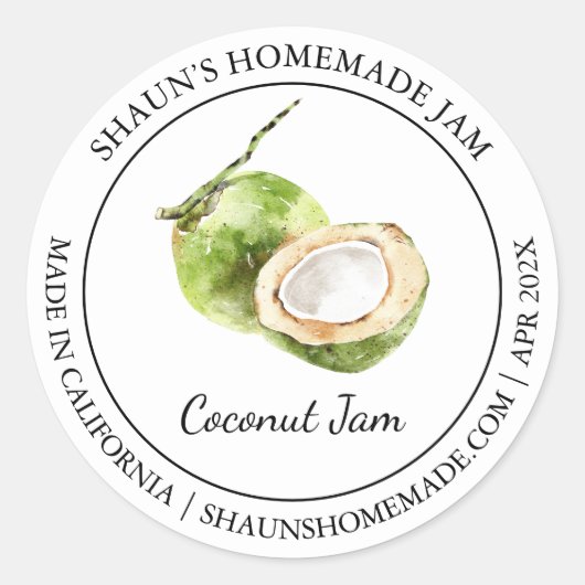 Coconut Jam Modern label (Voorkant)