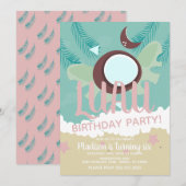 Coconut Luau Tropical Birthday Party Kaart (Voorkant / Achterkant)