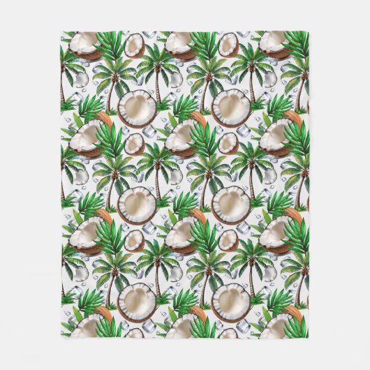 Coconut Palm Tree Tropical Pattern Design Fleece Deken (Voorkant)