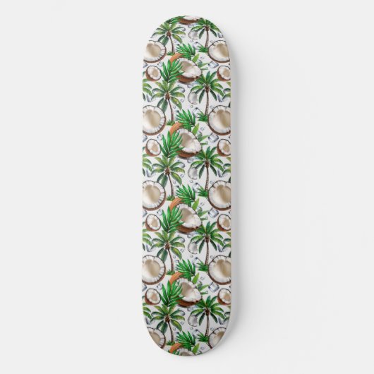 Coconut Palm Tree Tropical Pattern Design Skateboard (Voorkant)
