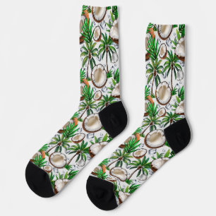 Coconut Palm Tree Tropical Pattern Design Sokken