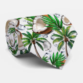 Coconut Palm Tree Tropical Pattern Design Stropdas (Opgerold)