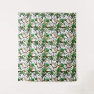 Coconut Palm Tree Tropical Pattern Design Wandkleed