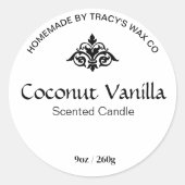 Coconut Vanilla Candle Label Sticker (Voorkant)