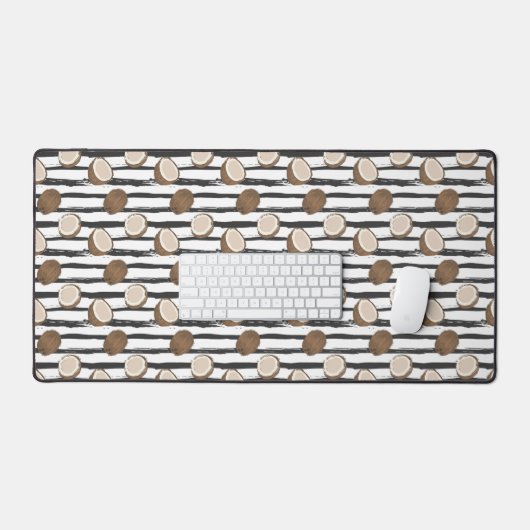 Coconuts on Grunge Stripes Pattern Bureaumat (Keyboard & Muis)