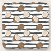 Coconuts on Grunge Stripes Pattern Drankjes Onderzetter (Voorkant)